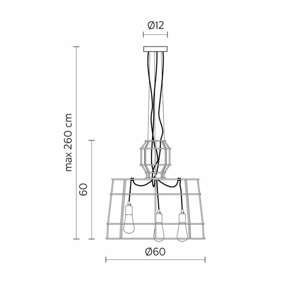 Lampa wisząca 3 światła w kolorze białym lub z naturalnego metalu - rysik Viadurini