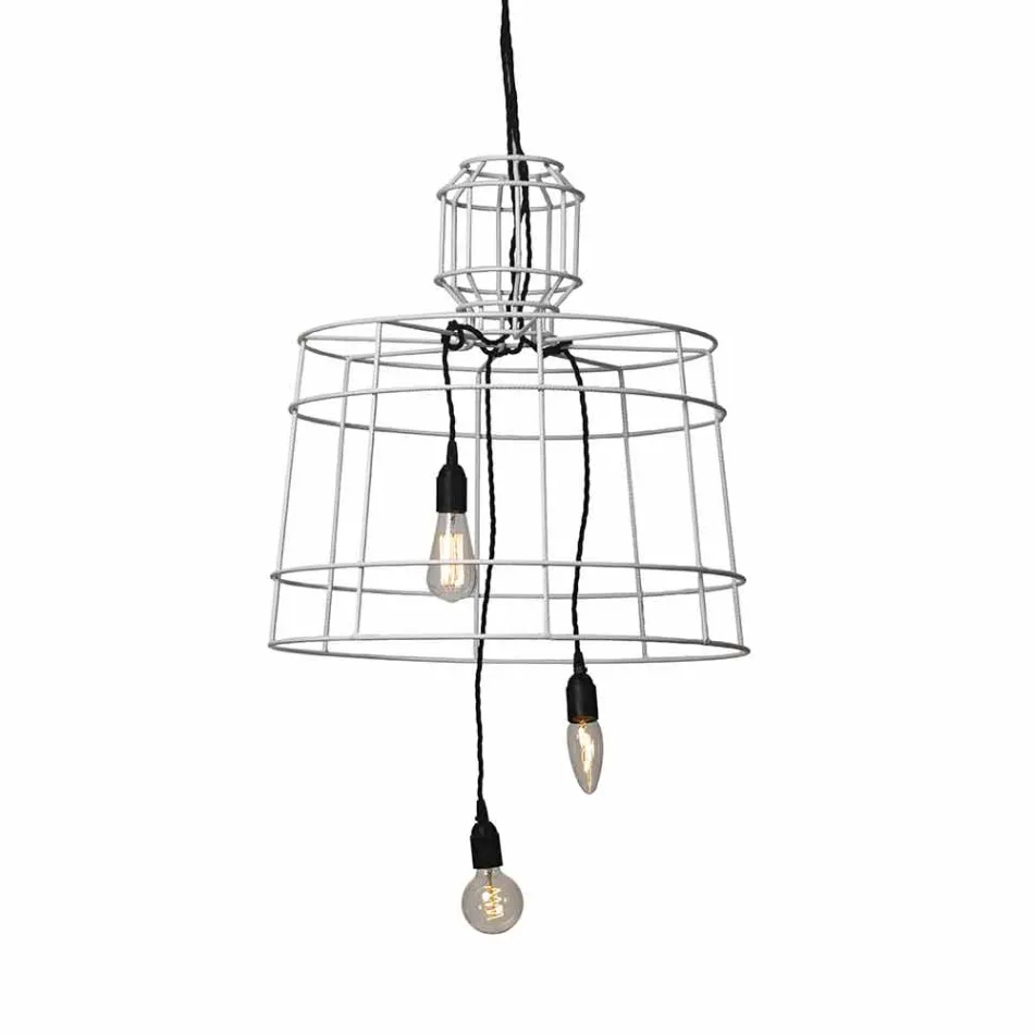 Lampa wisząca 3 światła w kolorze białym lub z naturalnego metalu - rysik Viadurini