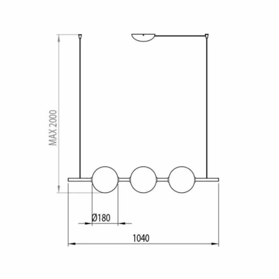 Lampa wisząca 3 światła z mosiądzu i szkła 2 wykończenia - Alma od Il Fanale Viadurini