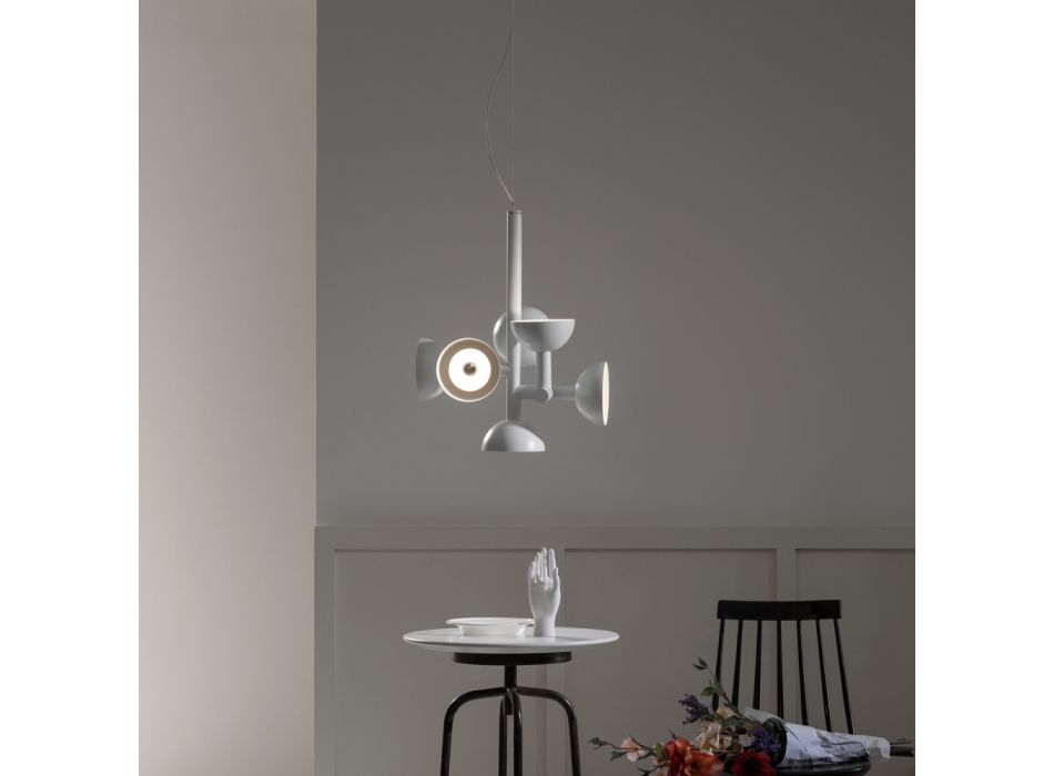 Lampa wisząca na 6 świateł z białego lub czarnego aluminium - Celio Viadurini
