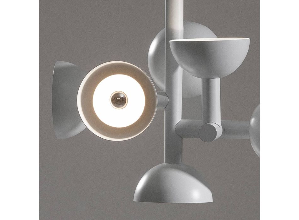 Lampa wisząca na 6 świateł z białego lub czarnego aluminium - Celio Viadurini