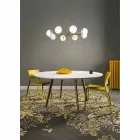 Lampa wisząca 8 świateł z naturalnego mosiądzu i szkła - Molecola od Il Fanale Viadurini