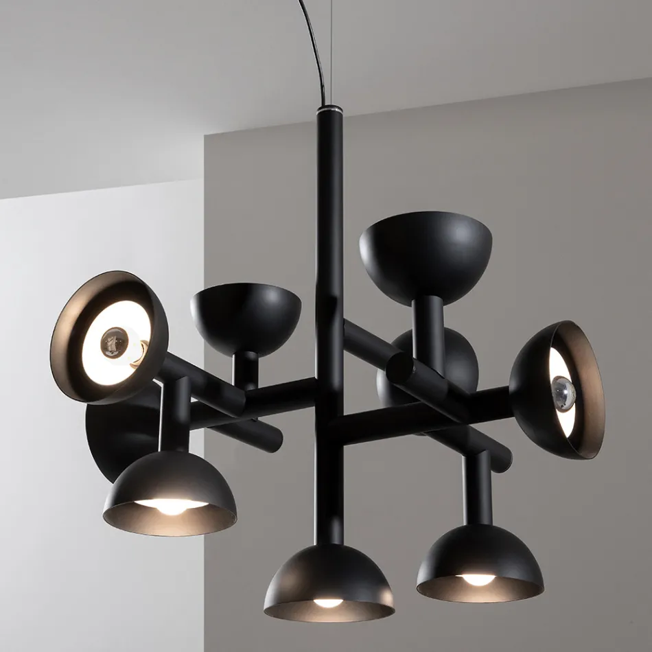 Lampa wisząca 9 świateł Design z białego lub czarnego aluminium - Celio Viadurini