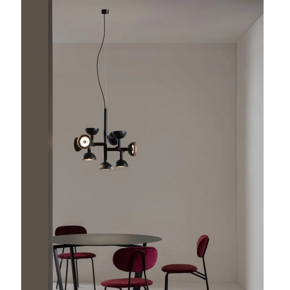 Lampa wisząca 9 świateł Design z białego lub czarnego aluminium - Celio Viadurini