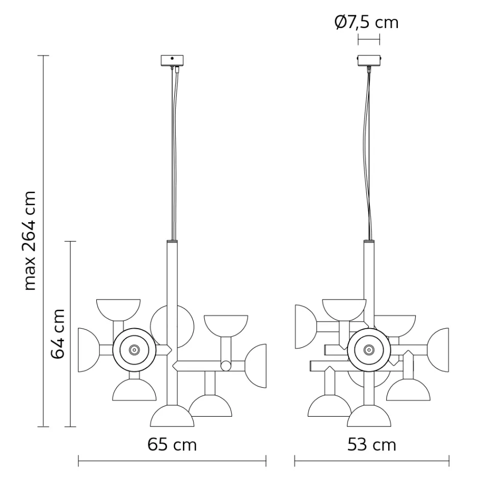 Lampa wisząca 9 świateł Design z białego lub czarnego aluminium - Celio Viadurini