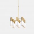 Lampa wisząca 9 świateł w mosiężnym i szklanym designie - Etoile od Il Fanale