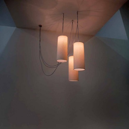 Lampa wisząca z 3 światłami z cylindrycznym dyfuzorem Chrome Viadurini
