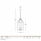 Lampa wisząca z 3 światła mosiądzu i szkła Turandot Viadurini