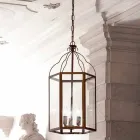 Lampa wisząca z 3 światła mosiądzu i szkła Turandot Viadurini