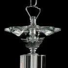 lampa wisząca 3 lampki szkło i kryształ Ivy, wykonane we Włoszech Viadurini