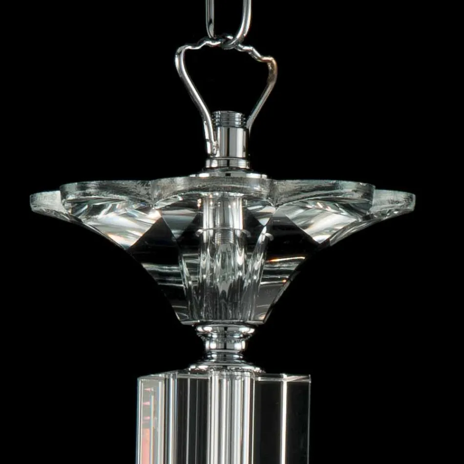 lampa wisząca 3 lampki szkło i kryształ Ivy, wykonane we Włoszech Viadurini