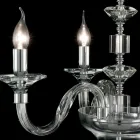 lampa wisząca 3 lampki szkło i kryształ Ivy, wykonane we Włoszech Viadurini