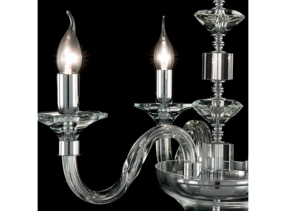 lampa wisząca 3 lampki szkło i kryształ Ivy, wykonane we Włoszech Viadurini