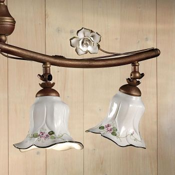 4-punktowa lampa wisząca w ręcznie robionym ceramicznym dekorze róż - Pisa