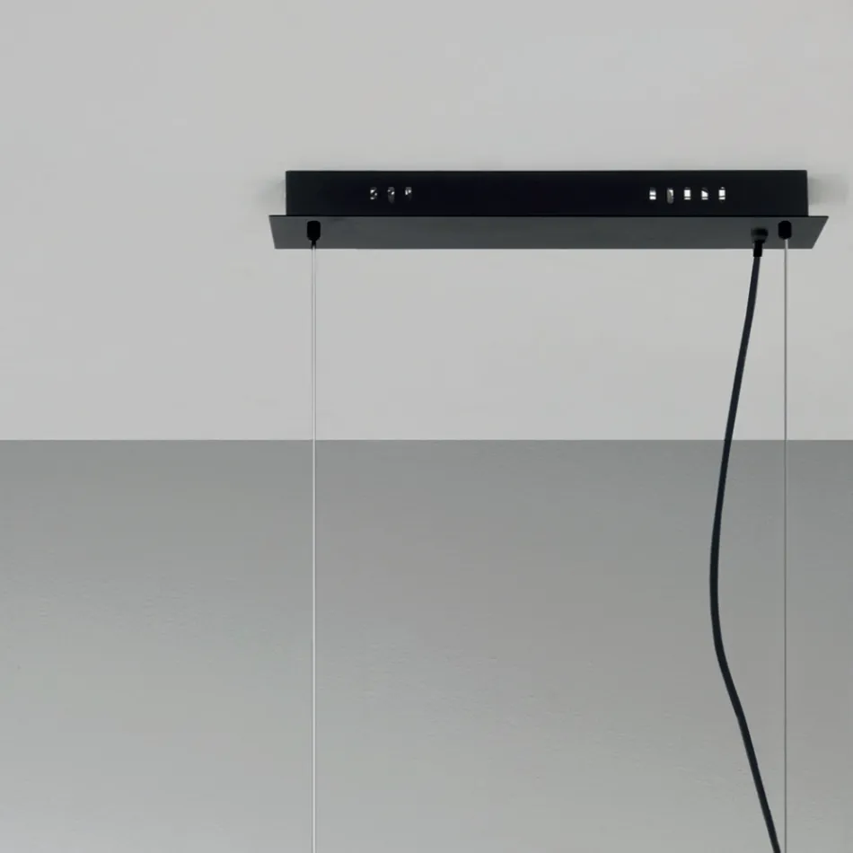 Lampa wisząca z 6 światłami z metalu i nowoczesnego dmuchanego szkła - Birga Viadurini