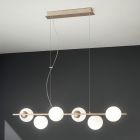Lampa wisząca z 6 światłami z metalu i nowoczesnego dmuchanego szkła - Birga Viadurini