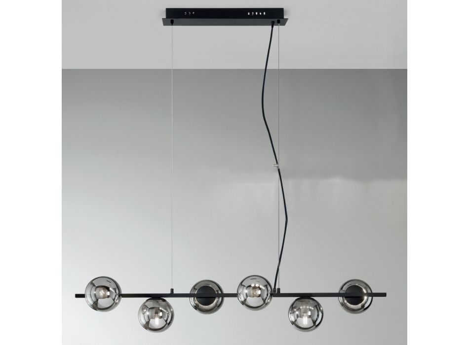 Lampa wisząca z 6 światłami z metalu i nowoczesnego dmuchanego szkła - Birga Viadurini