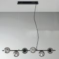 Lampa wisząca z 6 światłami z metalu i nowoczesnego dmuchanego szkła - Birga