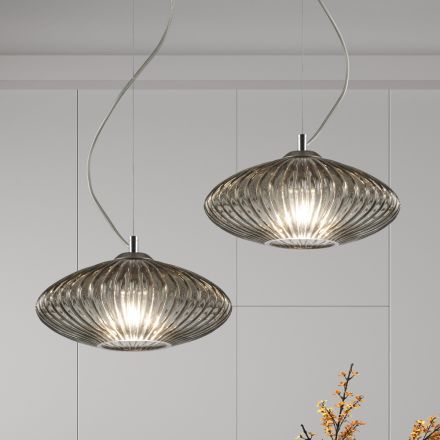 Ręcznie robiona lampa wisząca z dmuchanego szkła w Wenecji - Dafne Viadurini