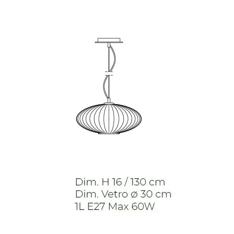 Ręcznie robiona lampa wisząca z dmuchanego szkła w Wenecji - Dafne Viadurini