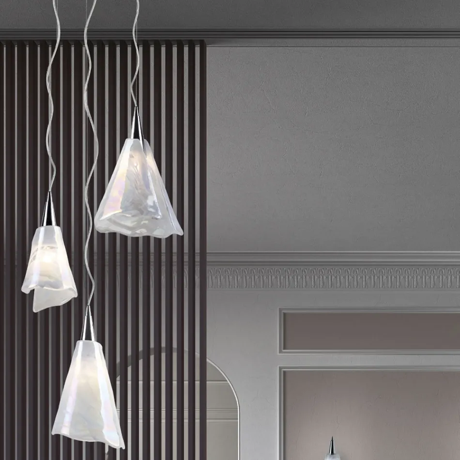 Ręcznie wykonana lampa wisząca z dmuchanego szkła weneckiego - Chrystal Viadurini