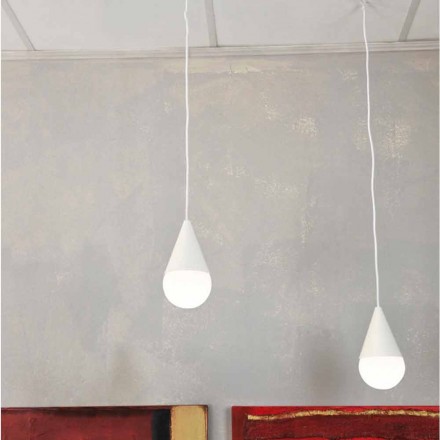 Biała lampa wisząca z 2 lampami Drop, nowoczesny design Viadurini