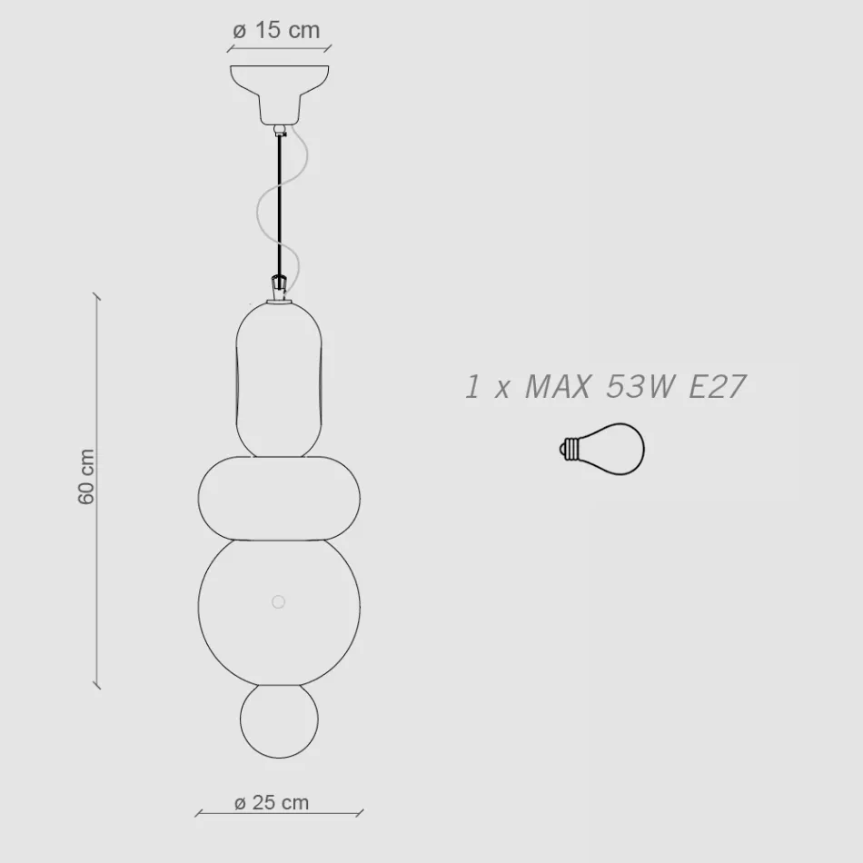 Lampa wisząca z 3 elementami o różnych kształtach Made in Italy - Bumbum Viadurini