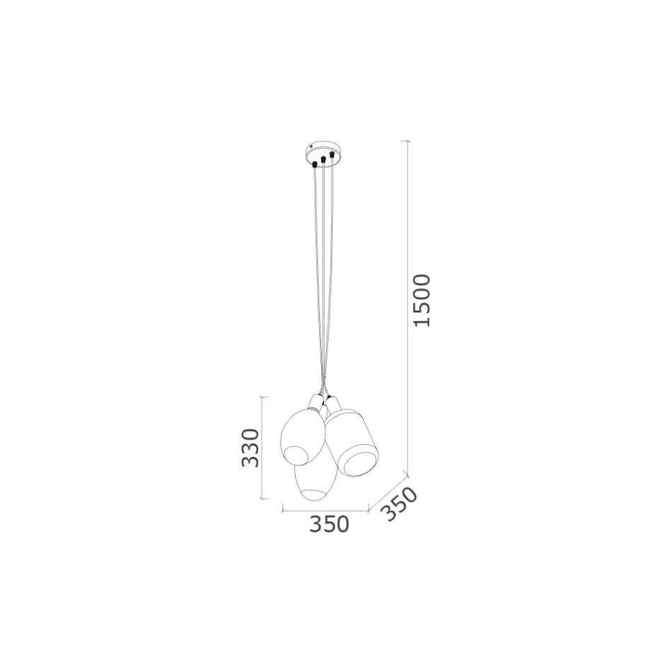 Lampa wisząca z 3 źródłami światła z metalu i szkła ceramicznego Made in Italy - Speak Viadurini