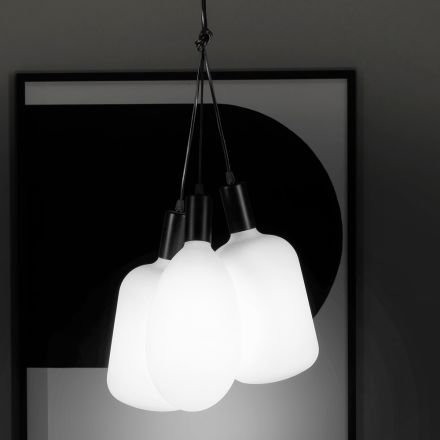 Lampa wisząca z 3 źródłami światła z metalu i szkła ceramicznego Made in Italy - Speak Viadurini