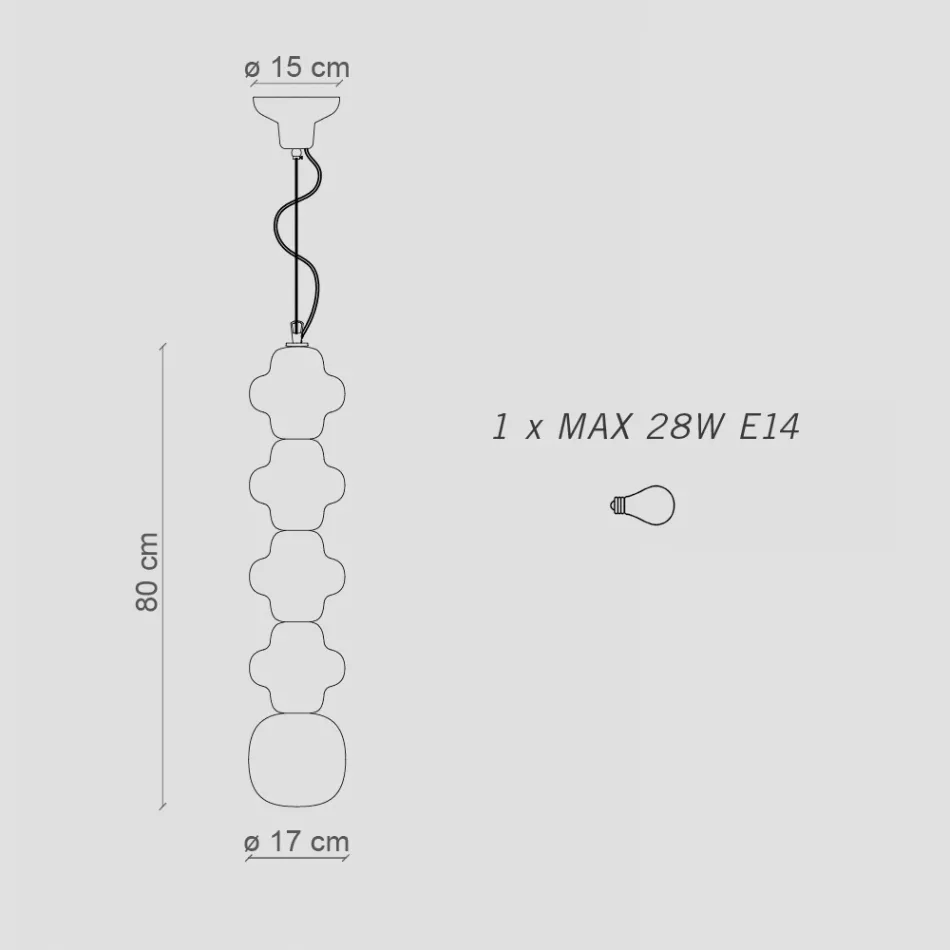 Lampa wisząca z 4 elementami z ceramiki i szkła Made in Italy - Capocabana Viadurini