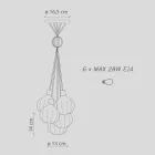 Lampa wisząca z 6 elementami z ceramiki i szkła Made in Italy - Afoxe Viadurini