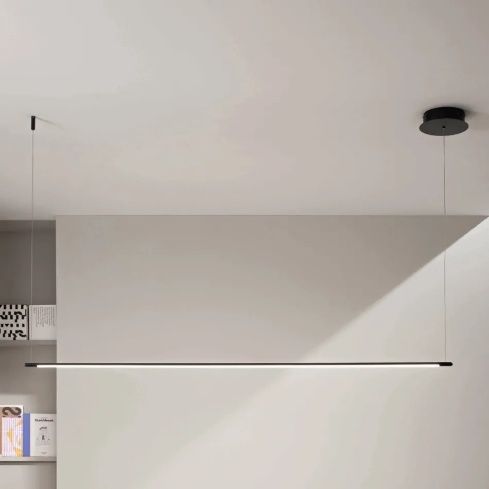 Lampa wisząca ze światłem LED i przewodami o regulowanej długości - pomarańczowa Viadurini