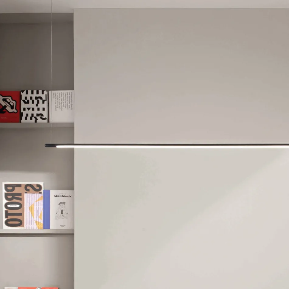 Lampa wisząca ze światłem LED i przewodami o regulowanej długości - pomarańczowa Viadurini