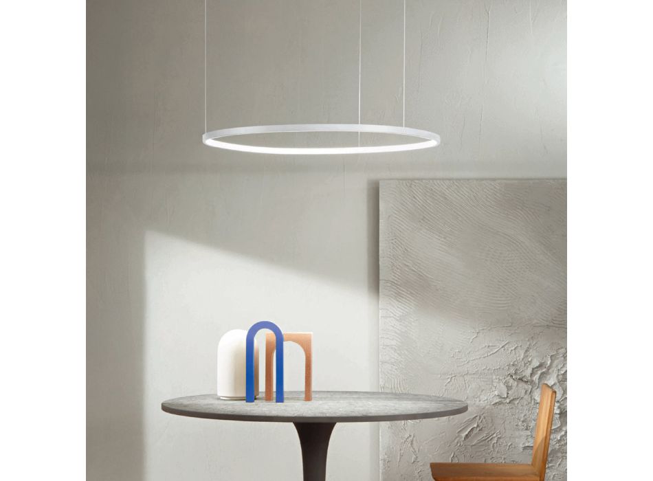 Lampa wisząca z poziomym okrągłym światłem LED z metalu - Mulberry Viadurini