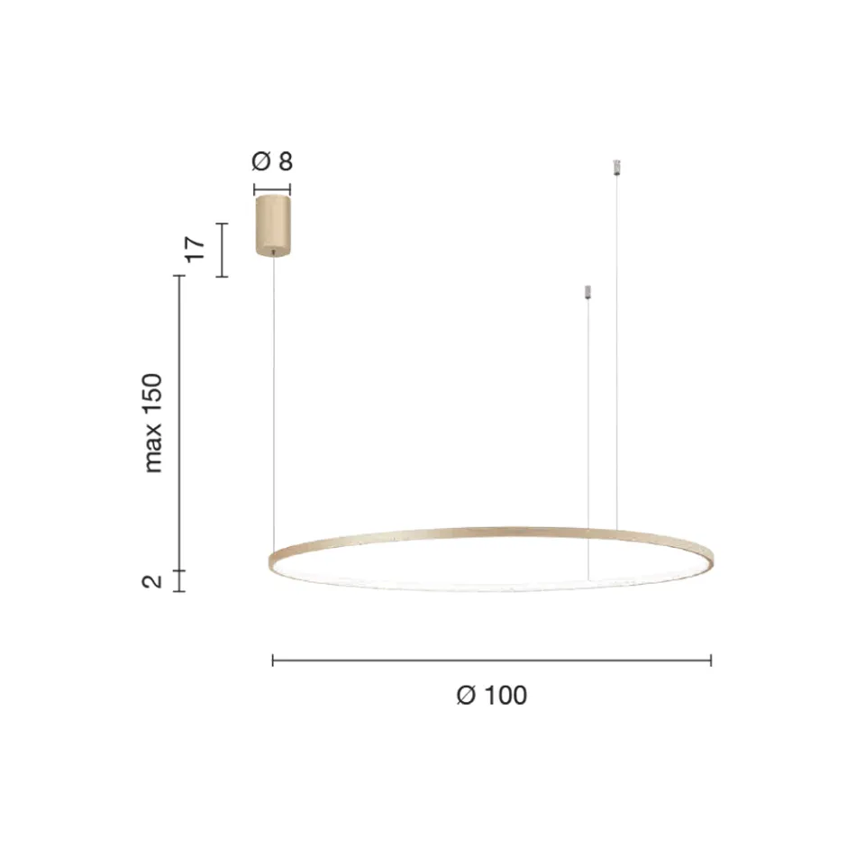 Lampa wisząca z poziomym okrągłym światłem LED z metalu - Mulberry Viadurini