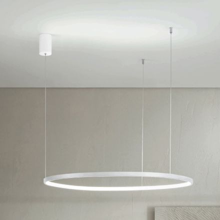 Lampa wisząca z poziomym okrągłym światłem LED z metalu - Mulberry Viadurini