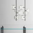 Lampa wisząca z błyszczącą metalową konstrukcją Made in Italy - Donatina Viadurini