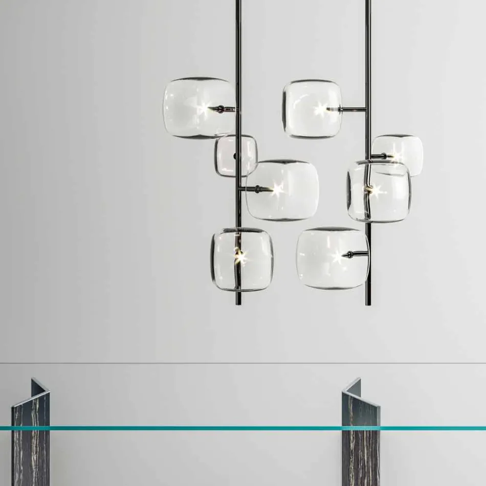 Lampa wisząca z błyszczącą metalową konstrukcją Made in Italy - Donatina Viadurini