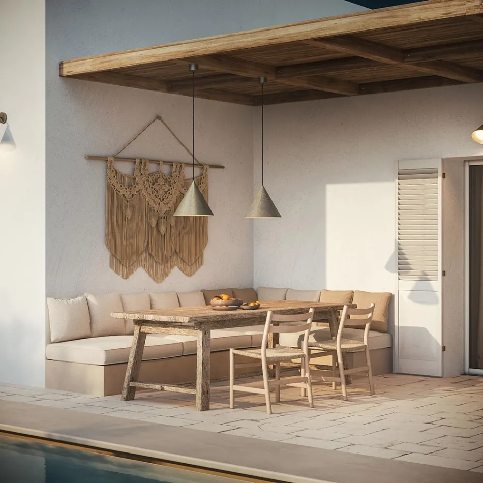 Zewnętrzna lampa wisząca z mosiądzu Made in Italy - Rain Viadurini