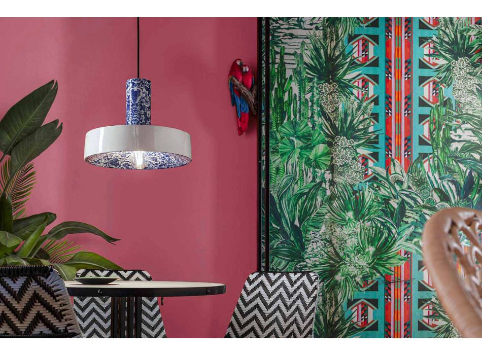 Lampa wisząca w stylu retro z kolorowej ceramiki - Ferroluce Pi Viadurini