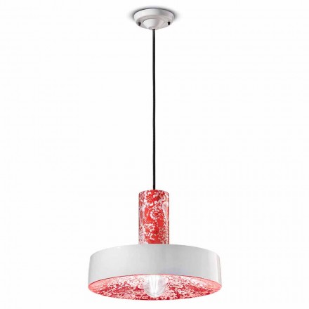 Lampa wisząca w stylu retro z kolorowej ceramiki - Ferroluce Pi Viadurini