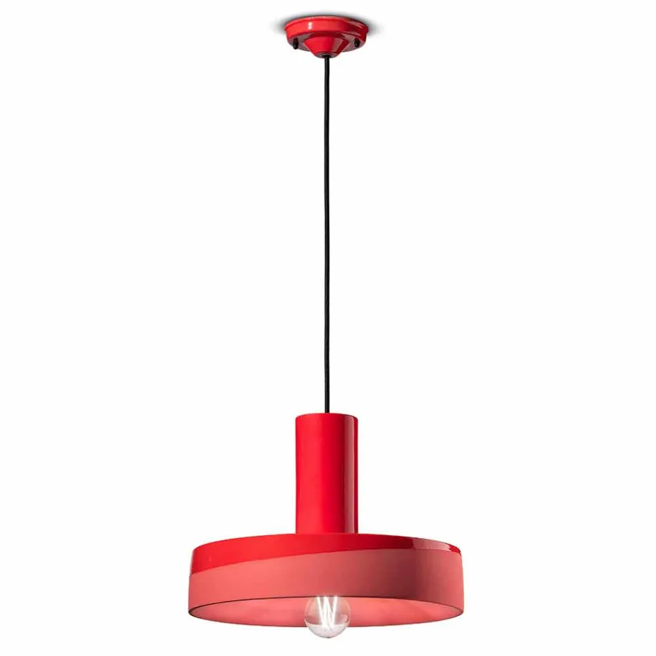 Lampa wisząca w stylu retro z kolorowej ceramiki - Ferroluce Pi Viadurini