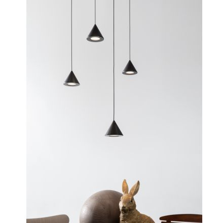 Designerska lampa wisząca 5 lub 7 świateł czarny drut aluminiowy - Mercado Viadurini