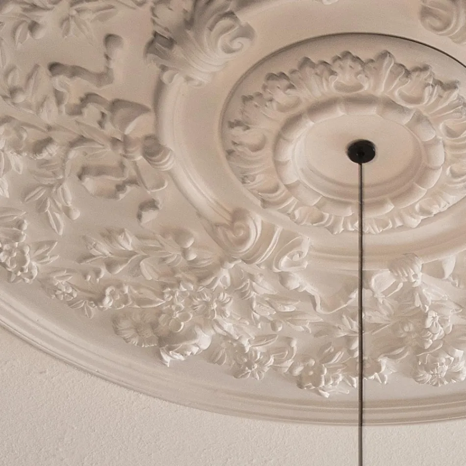 Lampa wisząca Design Biały gips i czarne aluminium 1 stożek - Tesera Viadurini