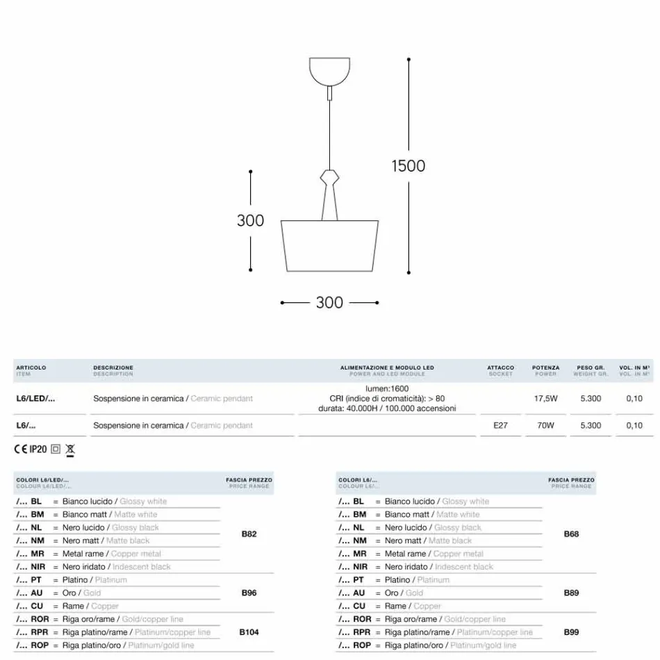 Lampa wisząca zaprojektować ceramiczne Lustri 6 Viadurini