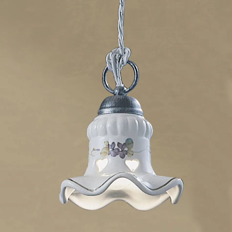 Ręcznie malowana ręcznie malowana żelazna i ceramiczna lampa wisząca - Chieti Viadurini