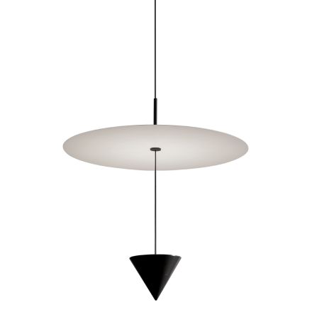Aluminiowa lampa wisząca z białą płytą i czarnym stożkiem - Padel Viadurini