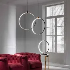 Lampa wisząca z czarnego aluminium i naturalnego mosiądzu Made in Italy - Norma Viadurini