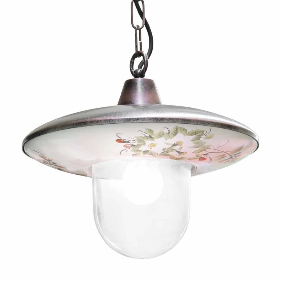 Lampa wisząca z czarnej miedzi z aluminium z ręcznie robioną dekoracją - Latina Viadurini