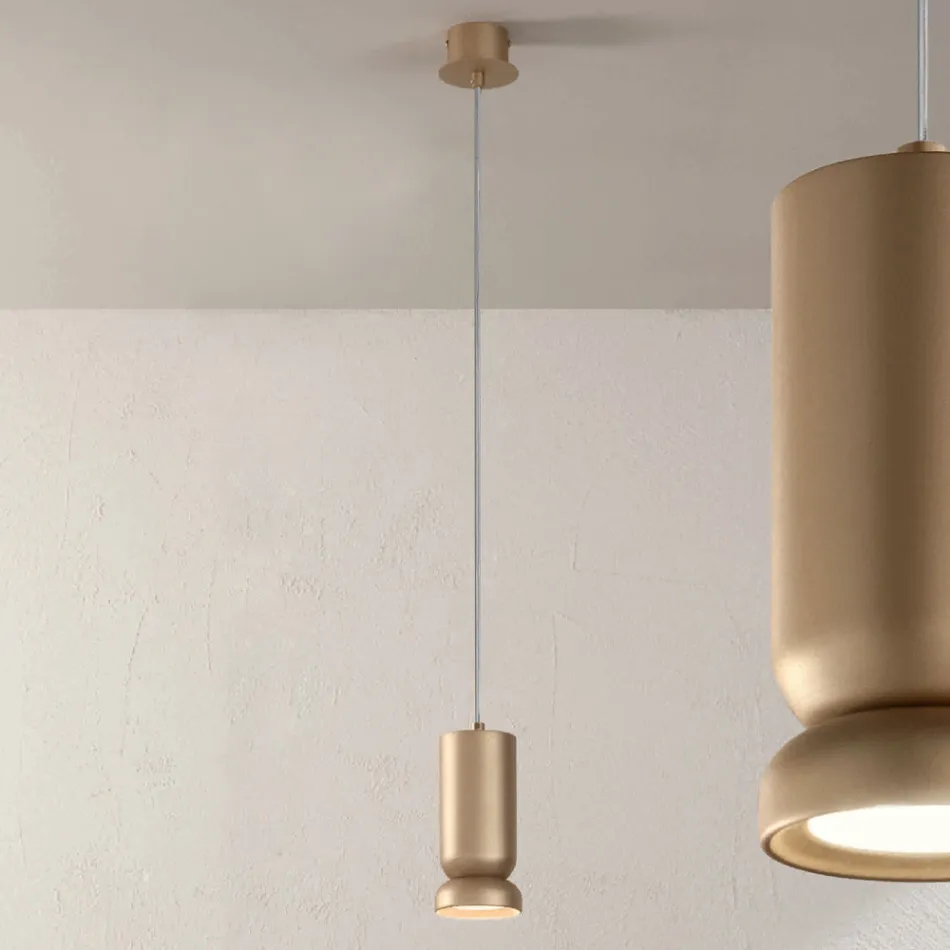 Lampa wisząca z malowanego proszkowo aluminium i regulowanego kabla - Buxus Viadurini